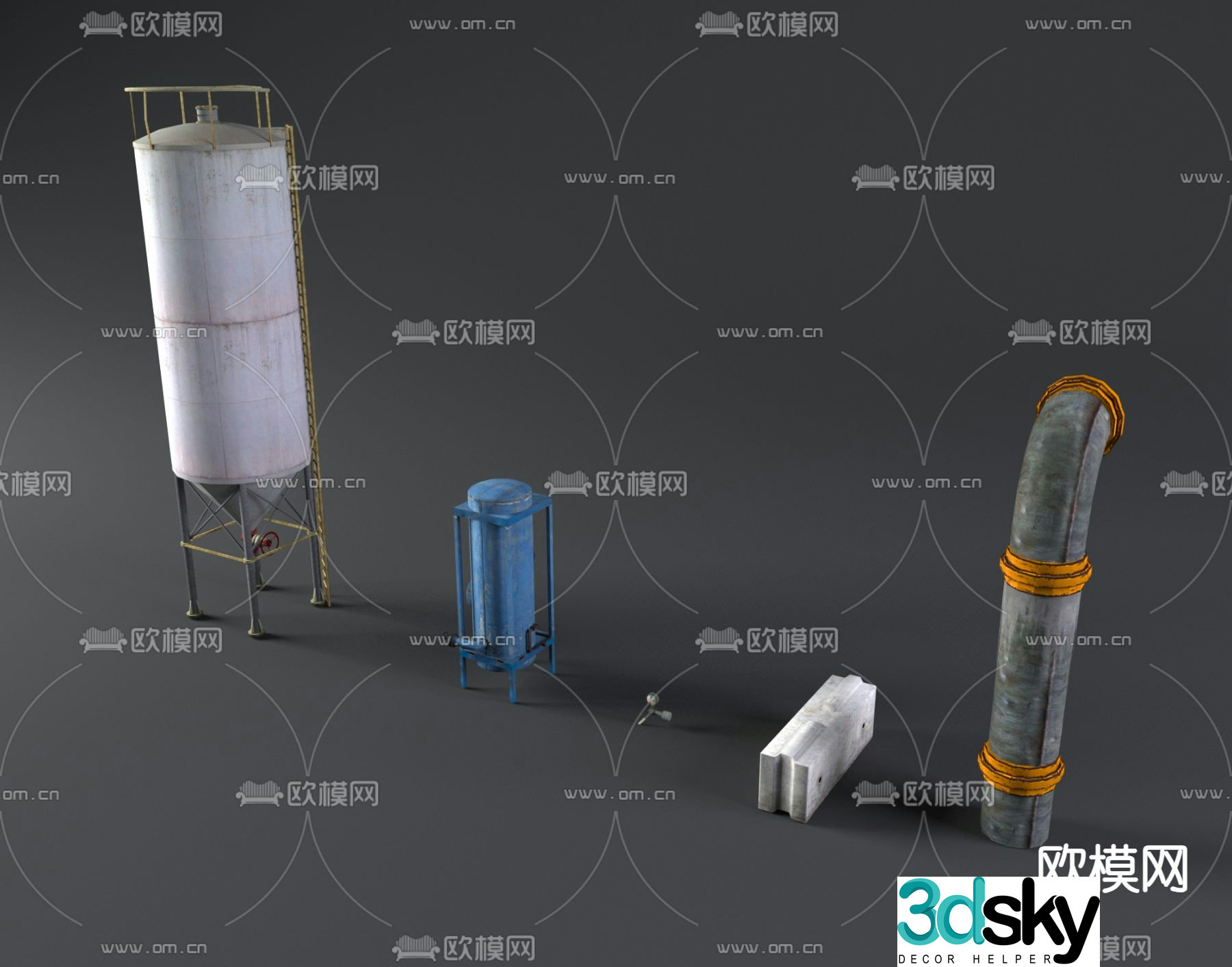 Industrial equipment water tower valve 3d model