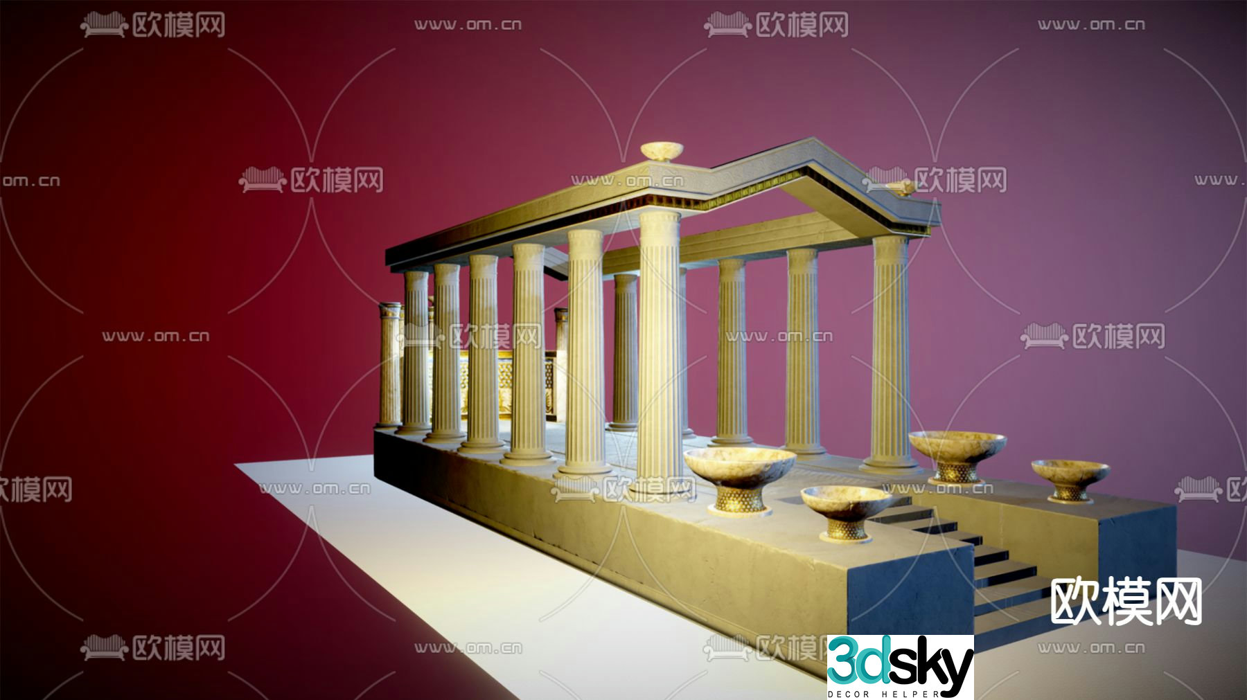 Simple European corridor frame corridor component 3D model