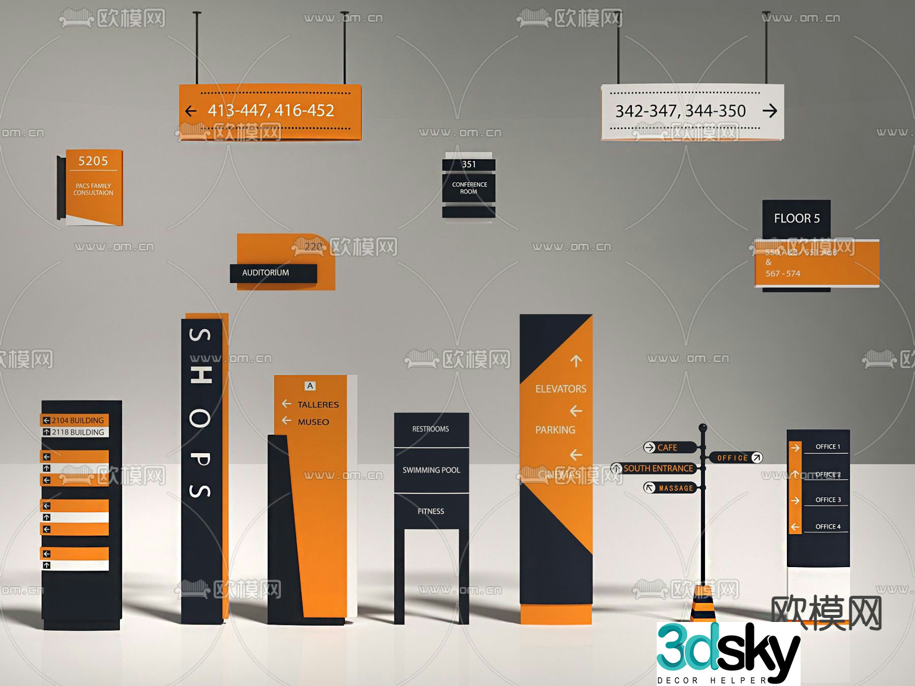 Guide sign, guide sign, guide sign, public road sign 3D model