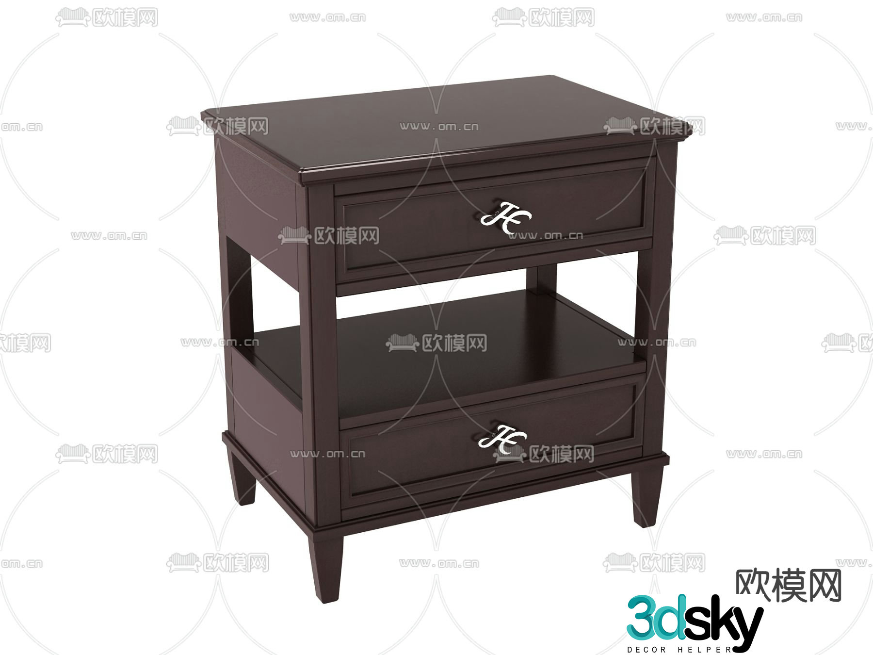 American bedside table 3d model