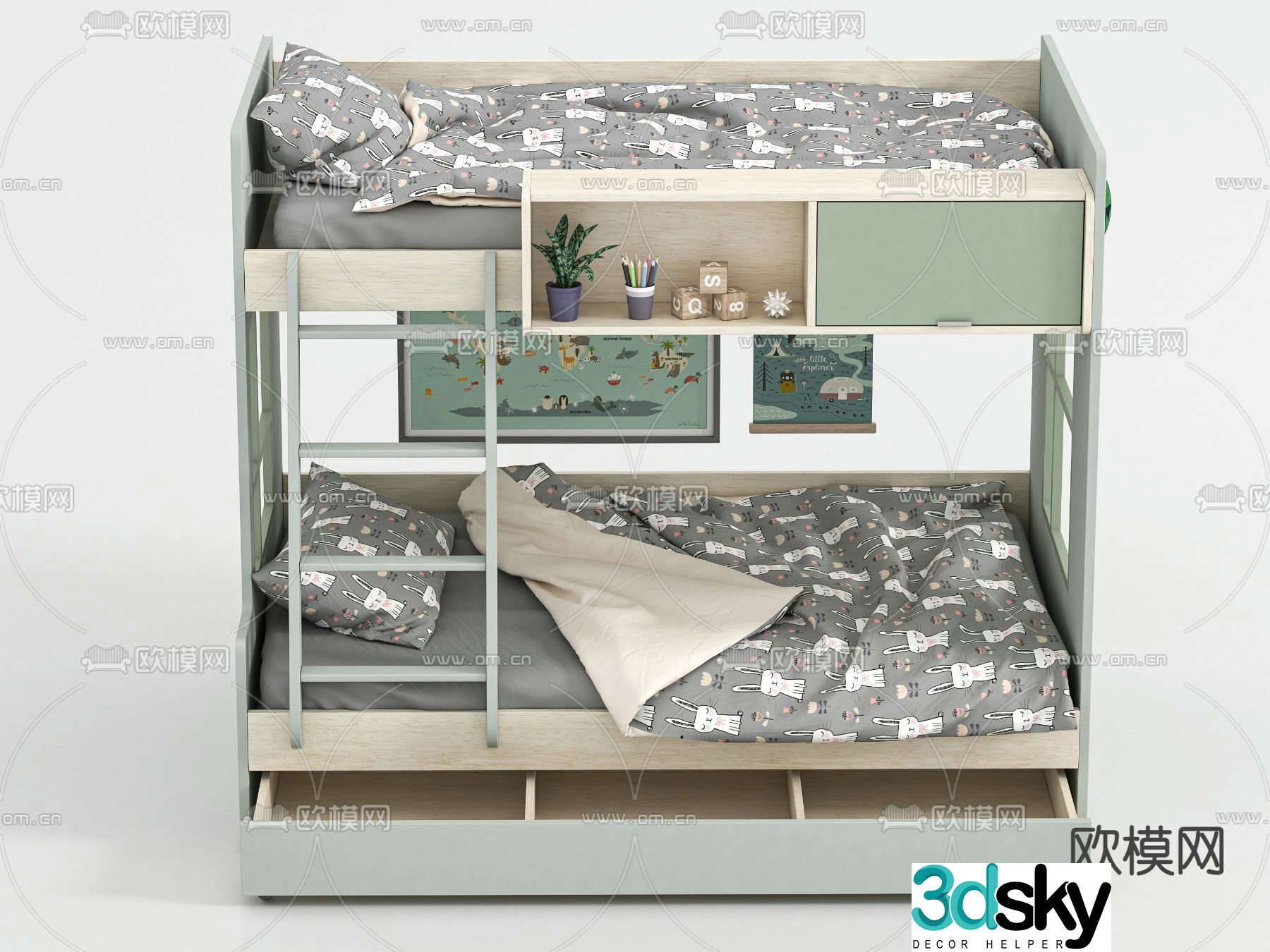 Bunk bed bunk bed 3d model