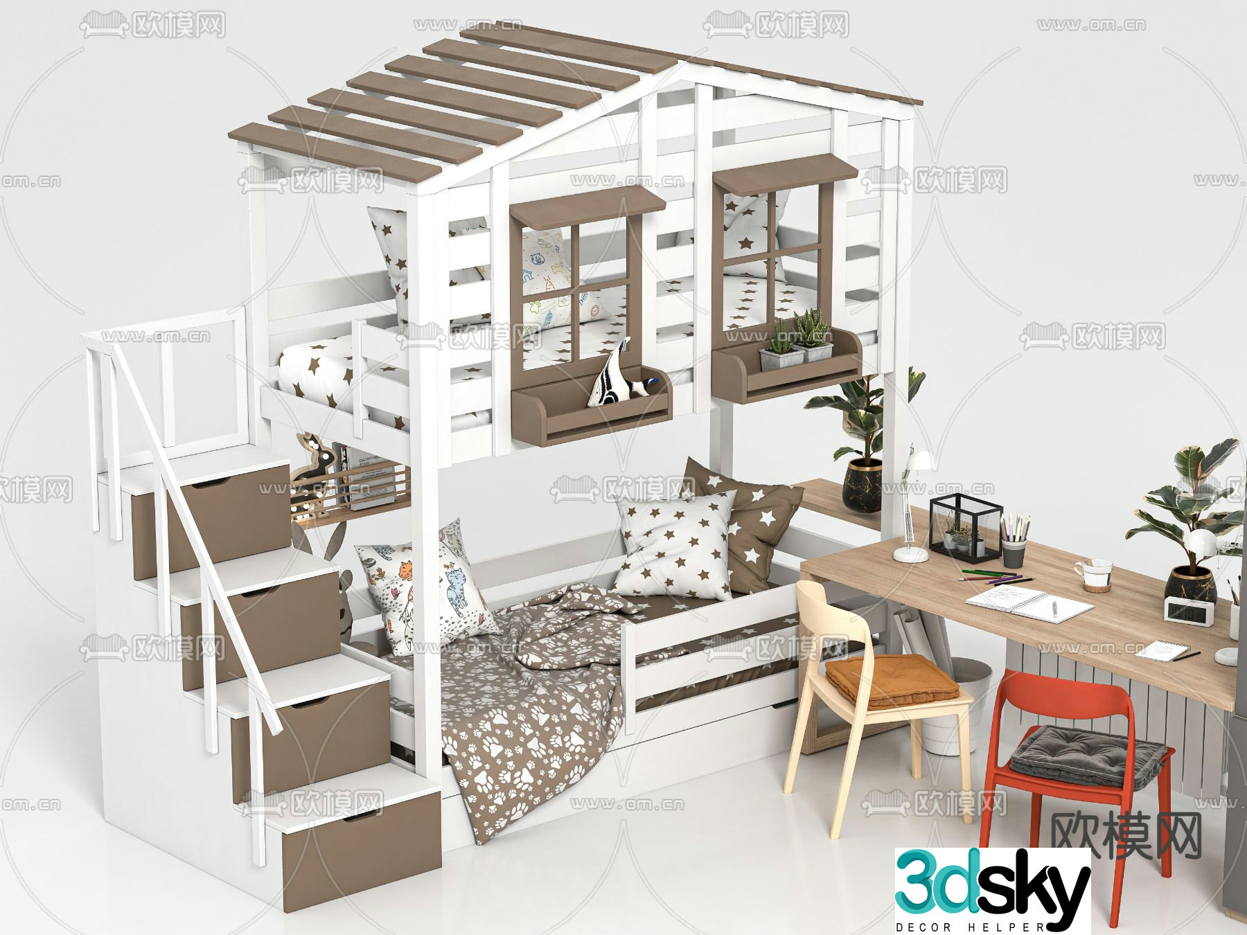 Bunk bed bunk bed 3d model