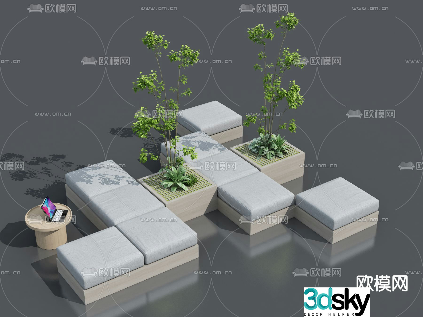 Card seat sofa tree pool sofa splicing sofa 3d model