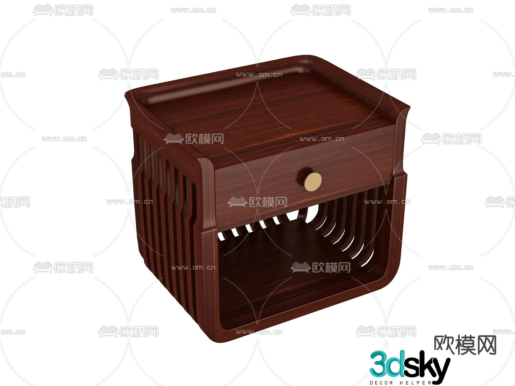 American bedside table 3d model