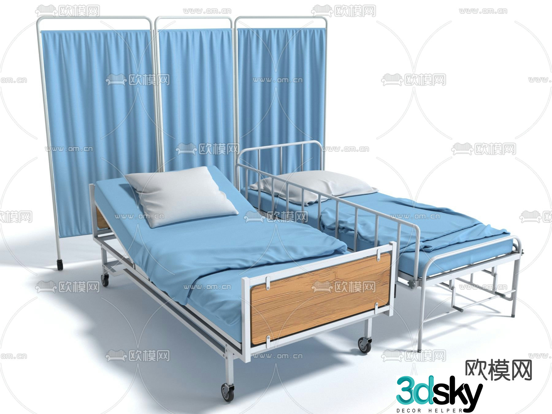 medical bed hospital bed nursing bed 3d model