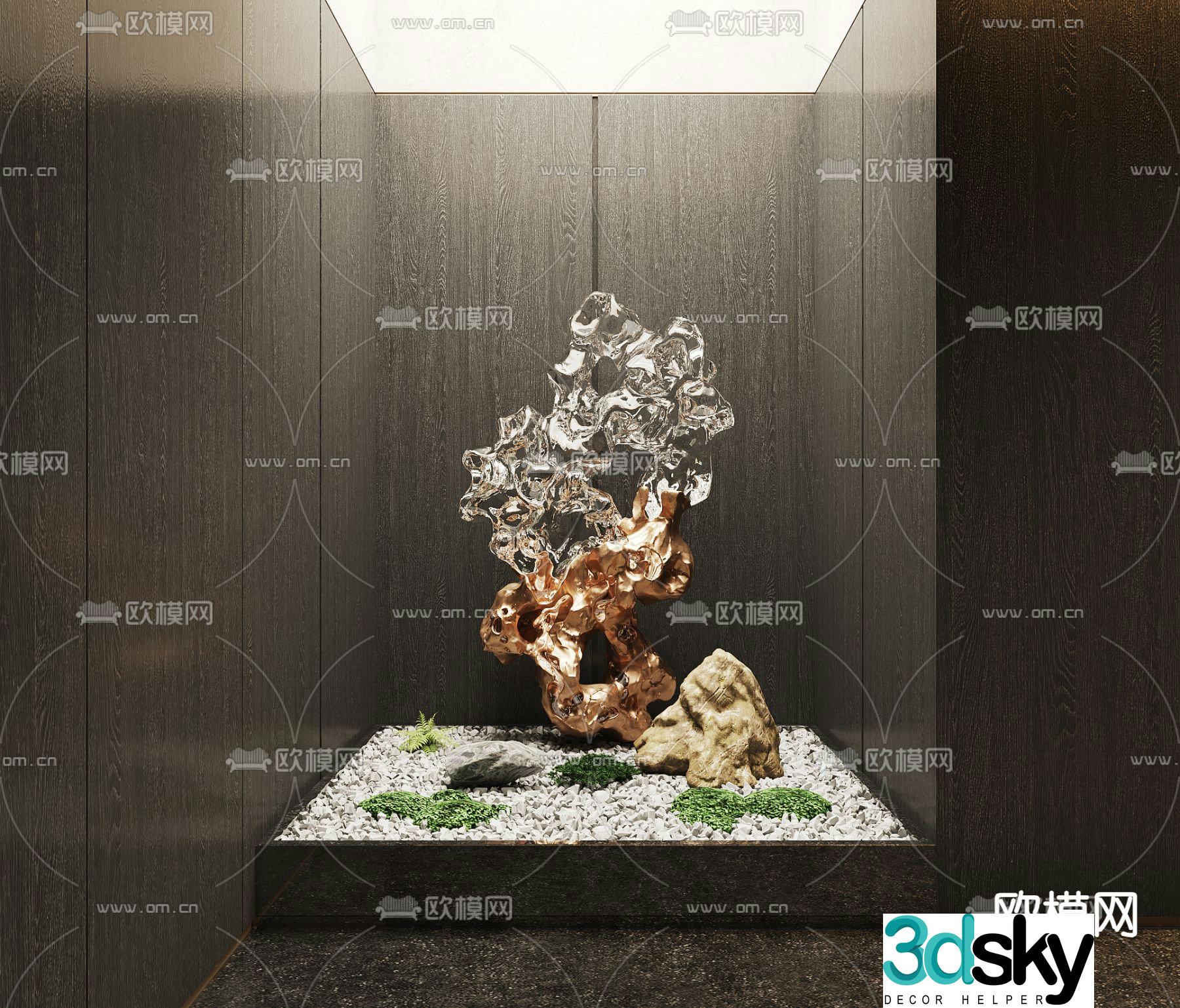 Taihu stone sculpture landscape sketch 3D model