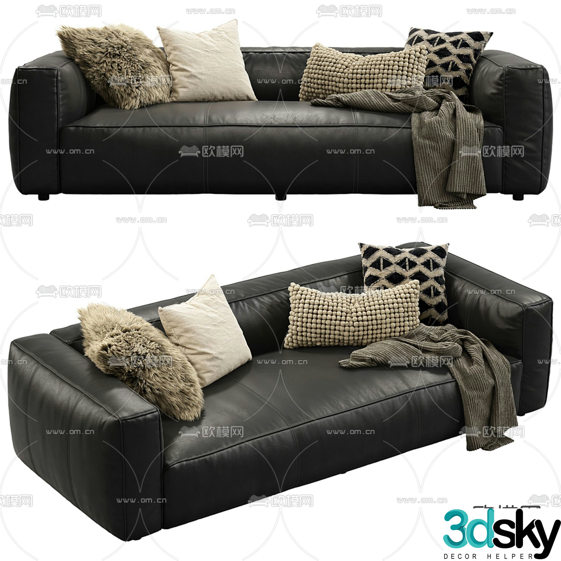Joybird loveseat leather sofa 3d model