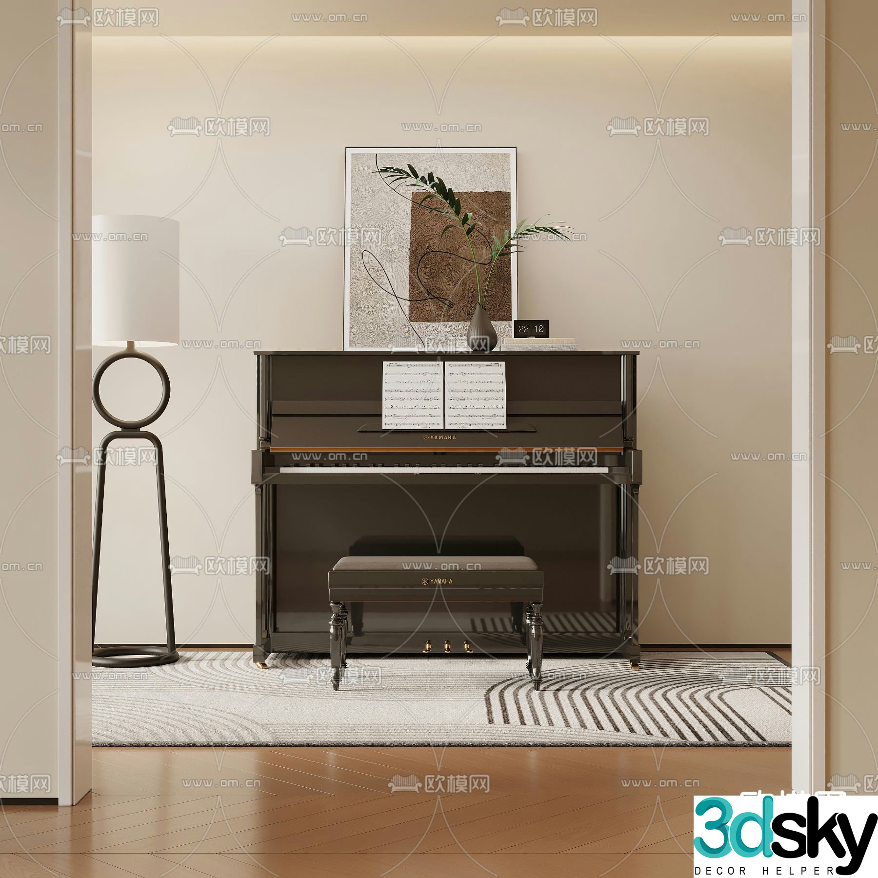 piano floor lamp 3d model