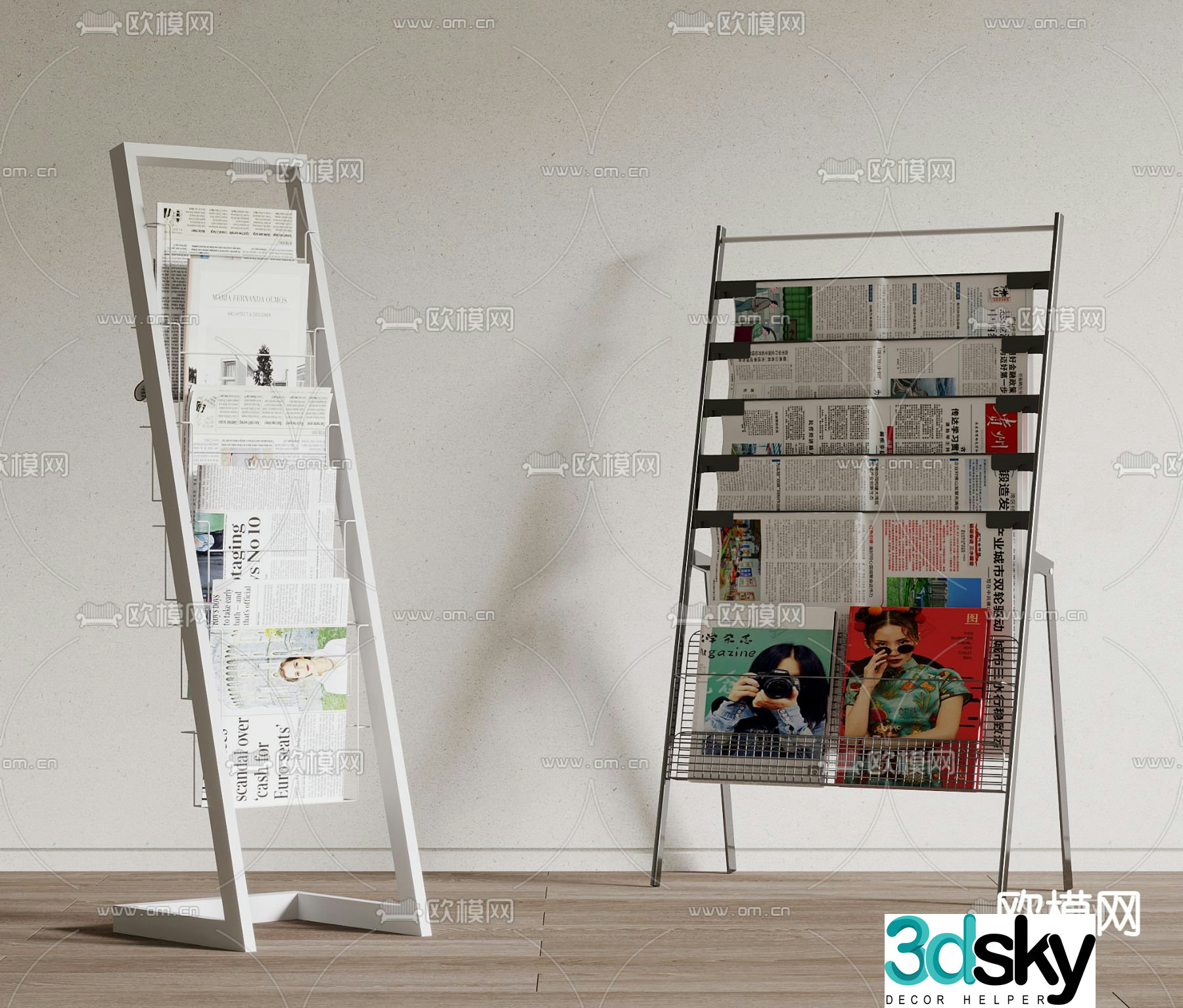 Newsstand magazine rack bookshelf 3d model