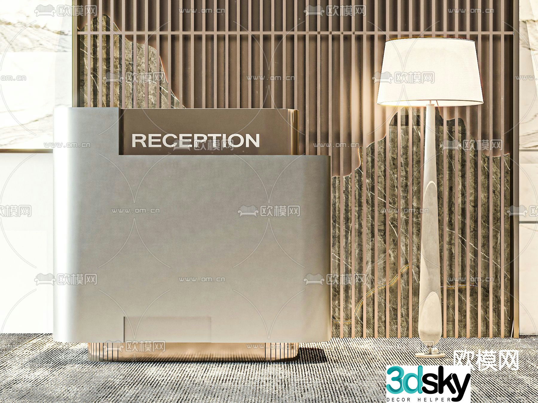 Front desk reception desk service desk 3d model