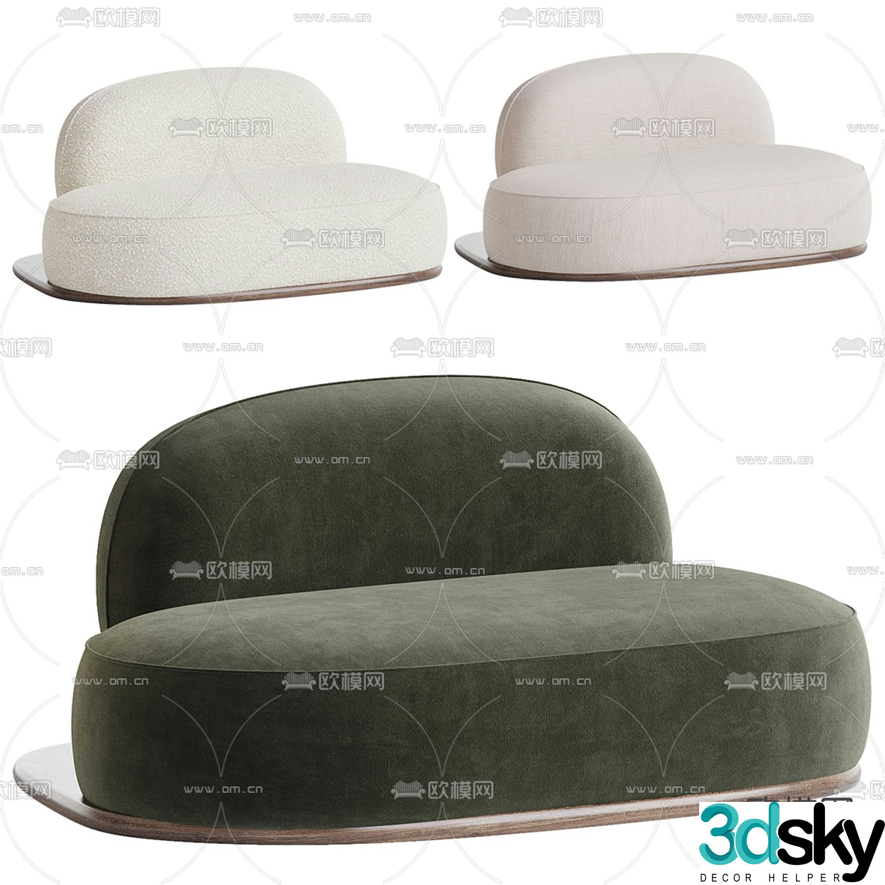 Criteria double sofa upholstered sofa 3d model