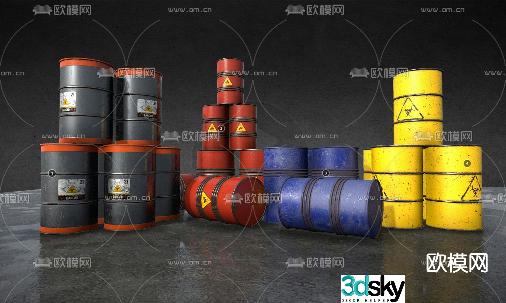Oil barrel gasoline barrel paint barrel raw material barrel 3D model