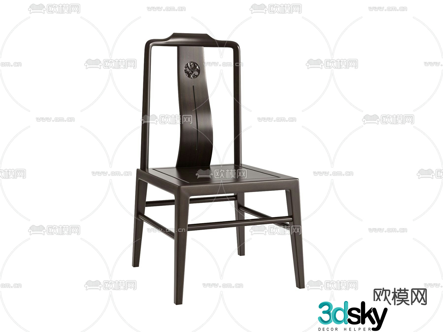 New Chinese dining chair tea chair chair 3d model