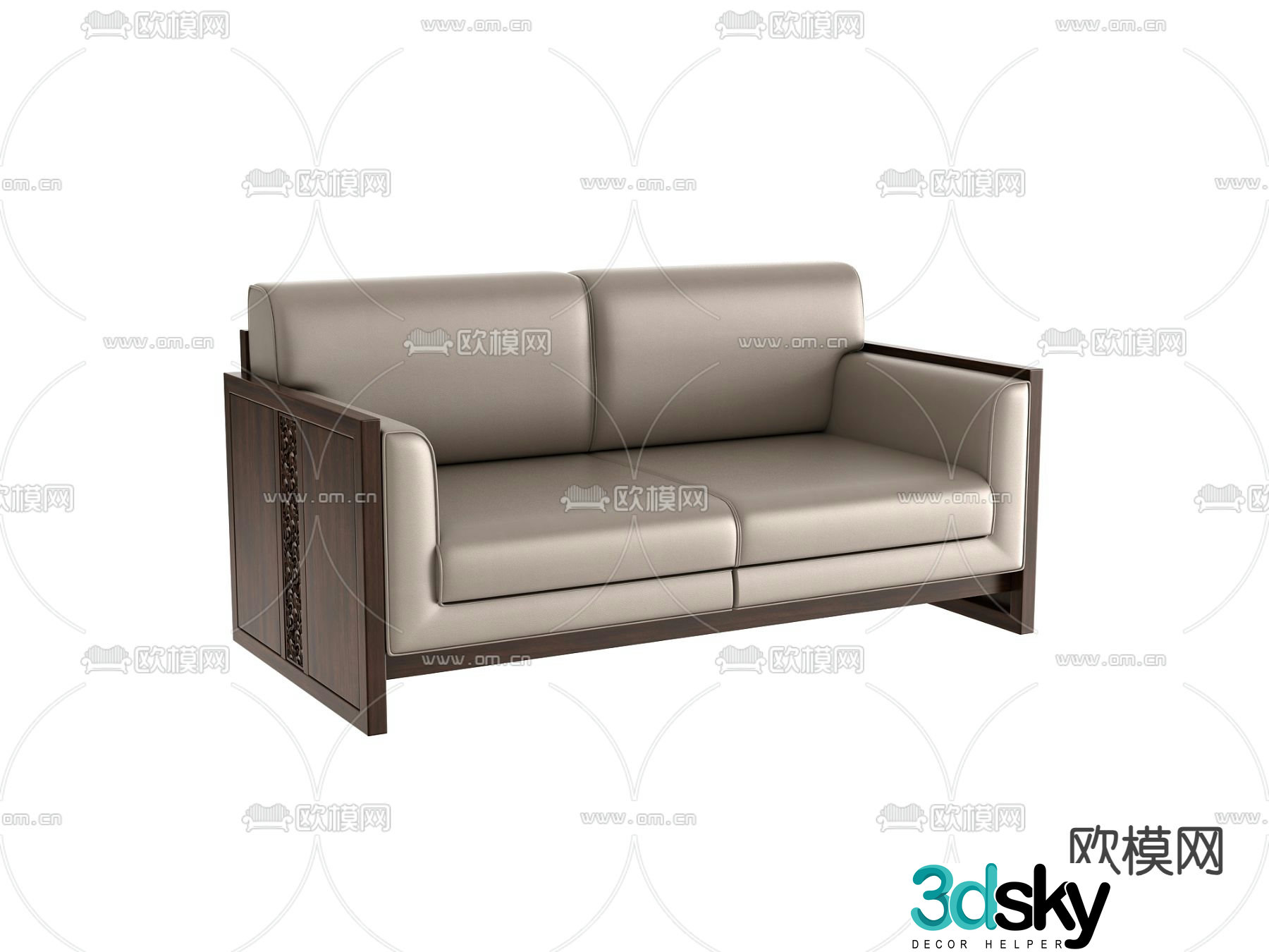 Double sofa leather sofa 3d model