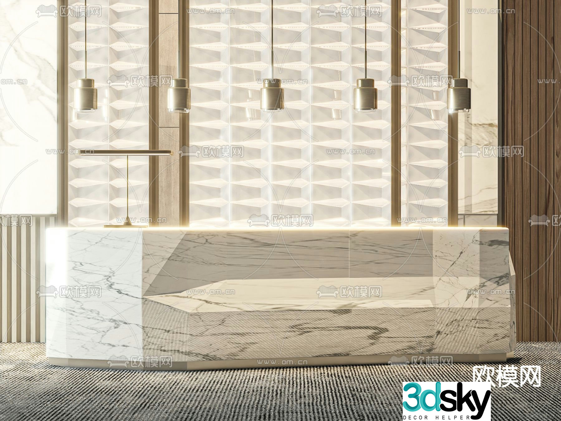 Front desk reception desk service desk 3d model