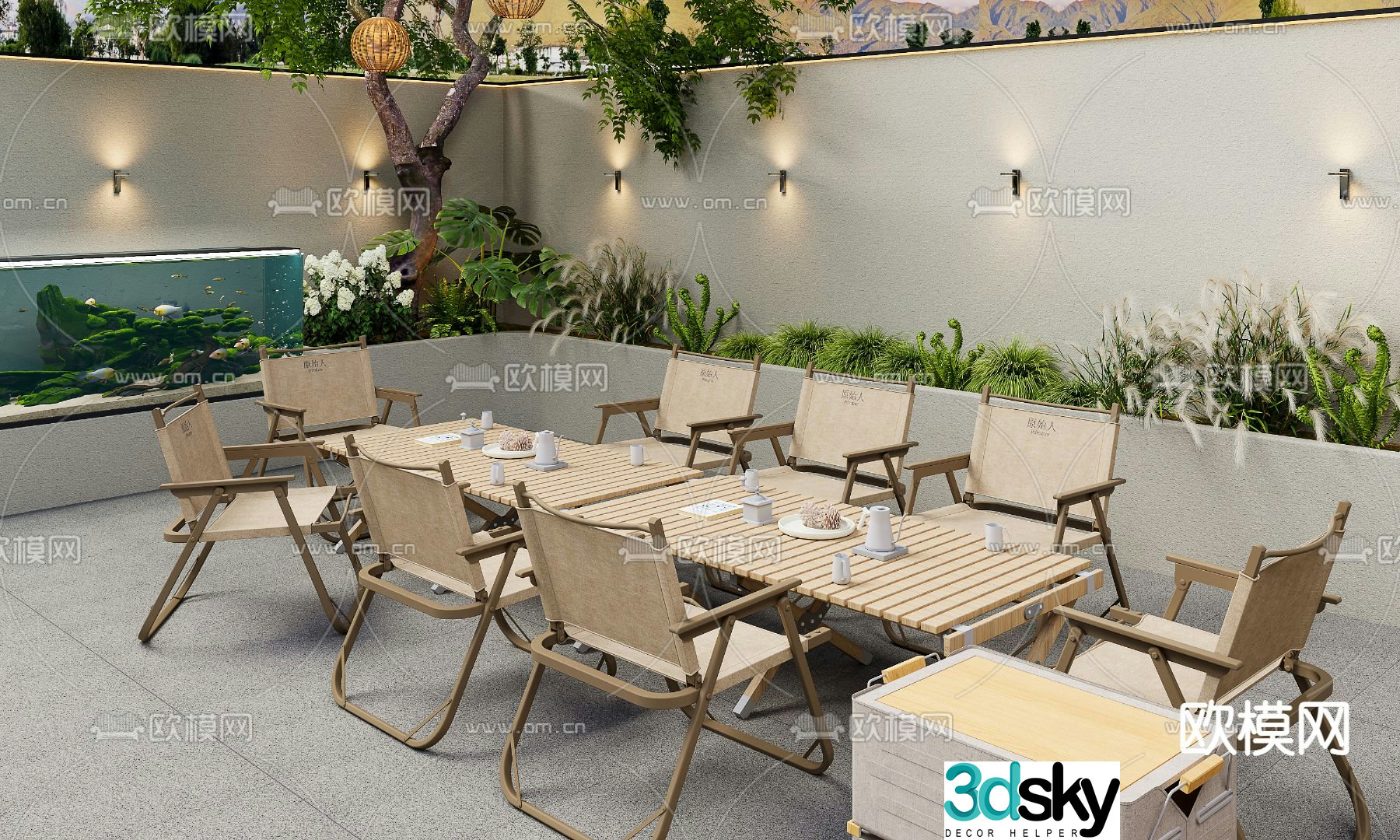 Outdoor tables and chairs leisure tables and chairs 3d model