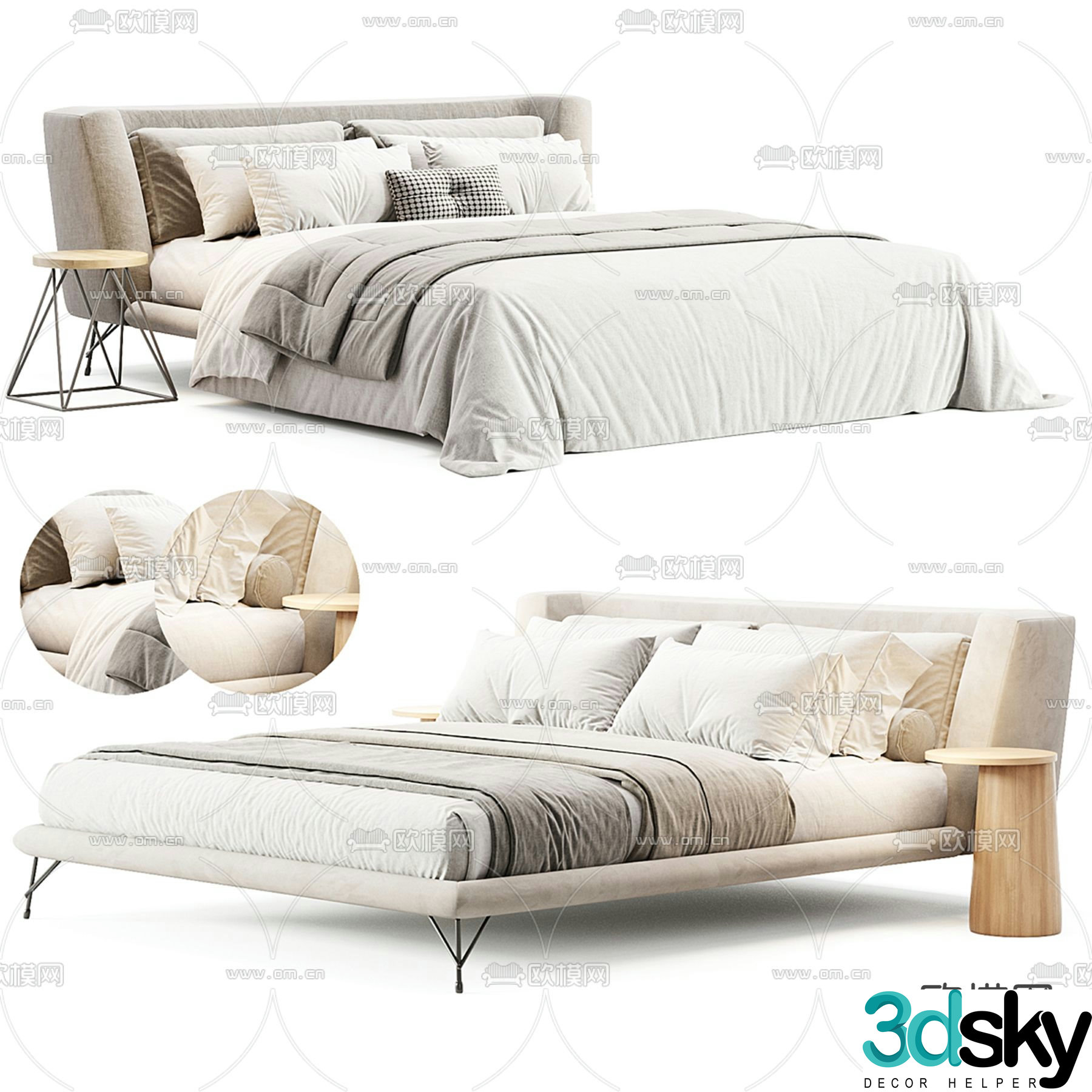 Commercial bed double bed 3d model