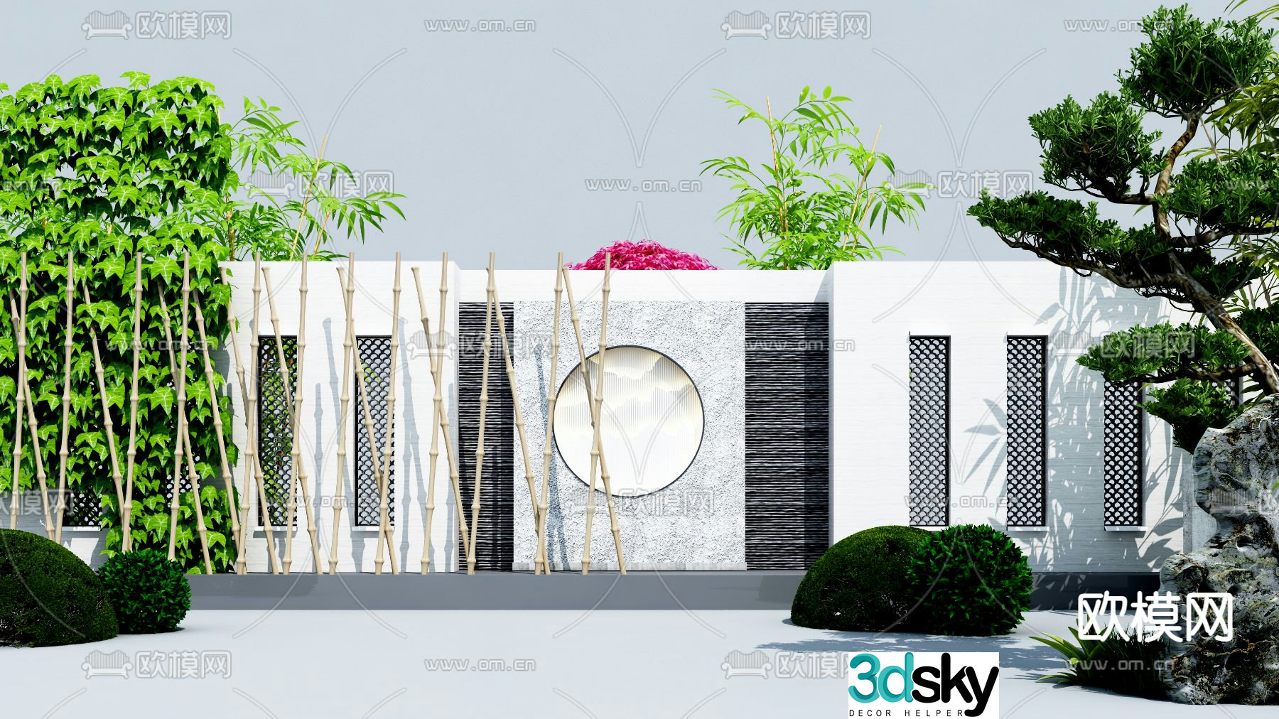 New Chinese style landscape wall plant landscape wall 3D model