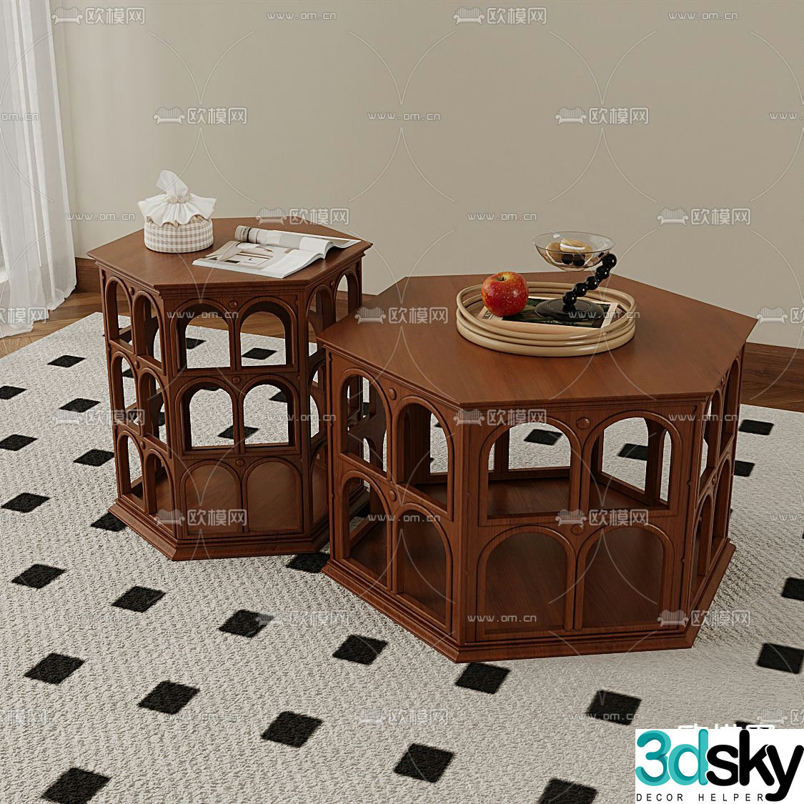 Medieval style mother-in-law coffee table 3D model