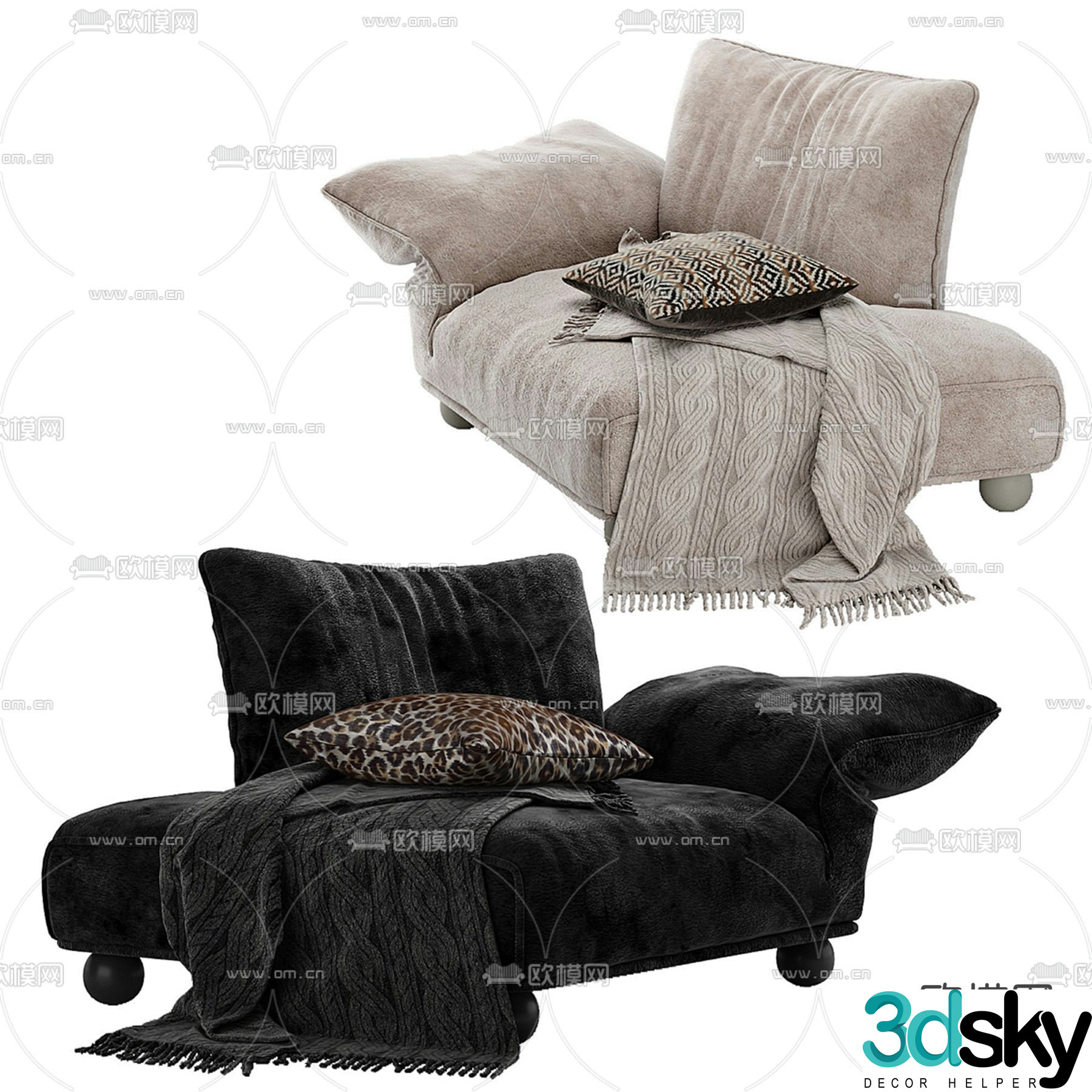 Petal chaise lounge chair 3d model