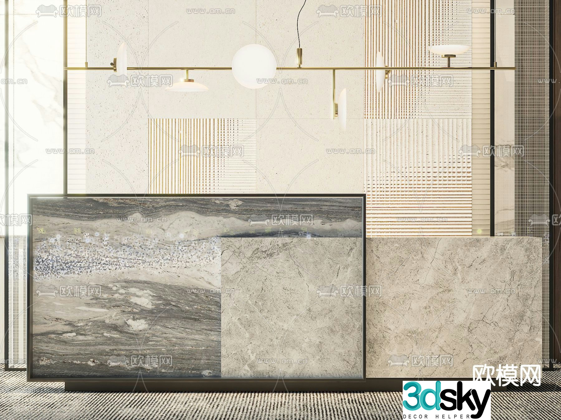 front desk service desk reception desk 3d model