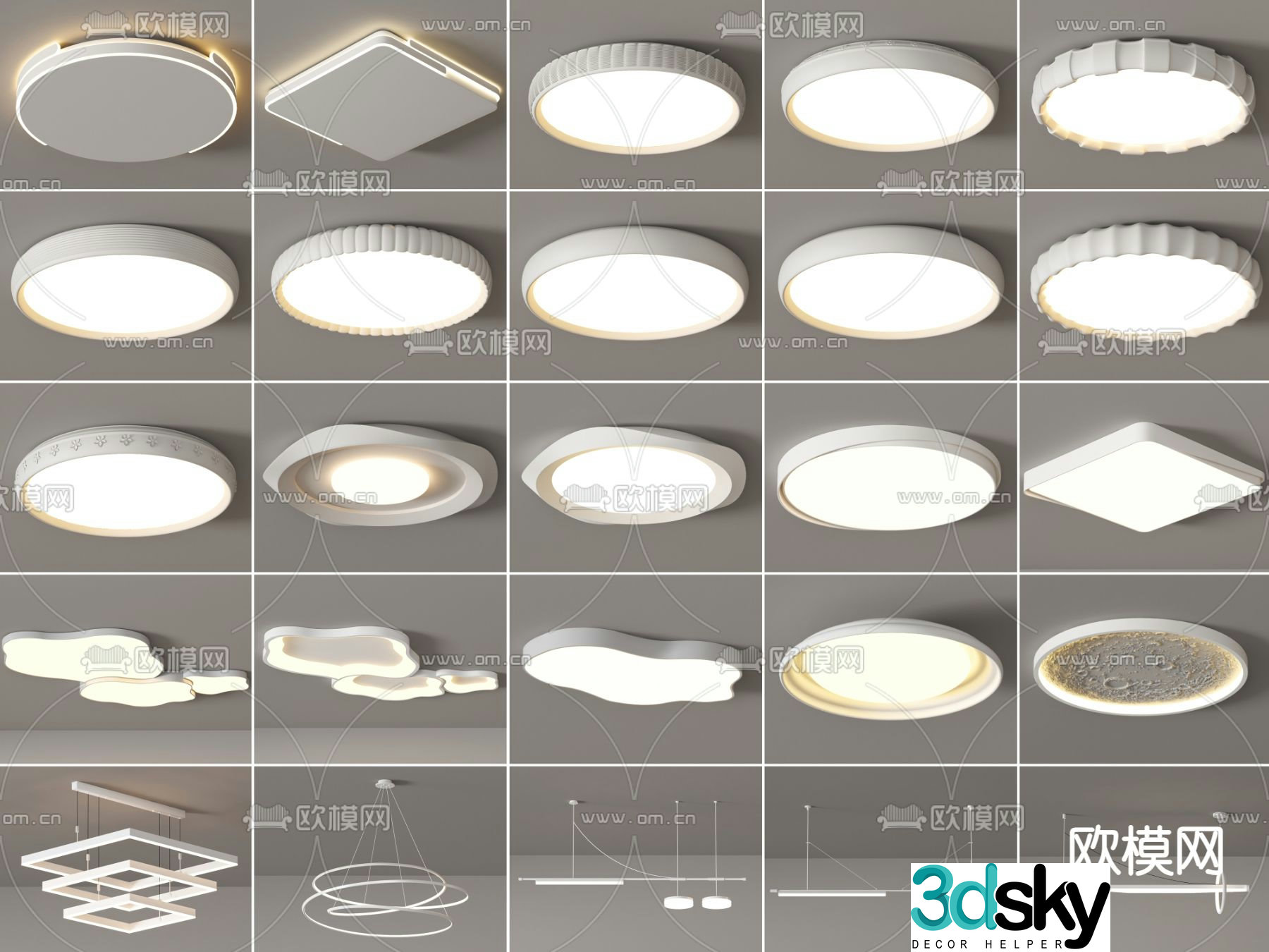 Geometric ceiling lamp bedroom lamp 3d model