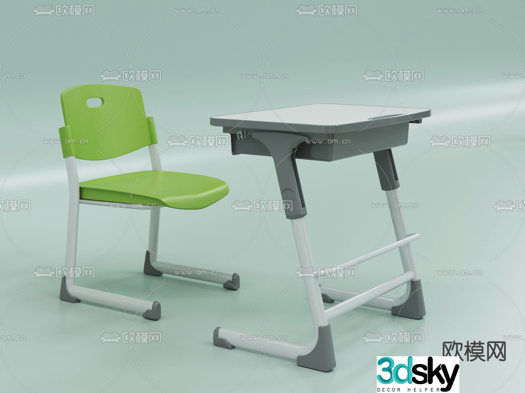 Study table children’s table and chair desk and chair 3d model