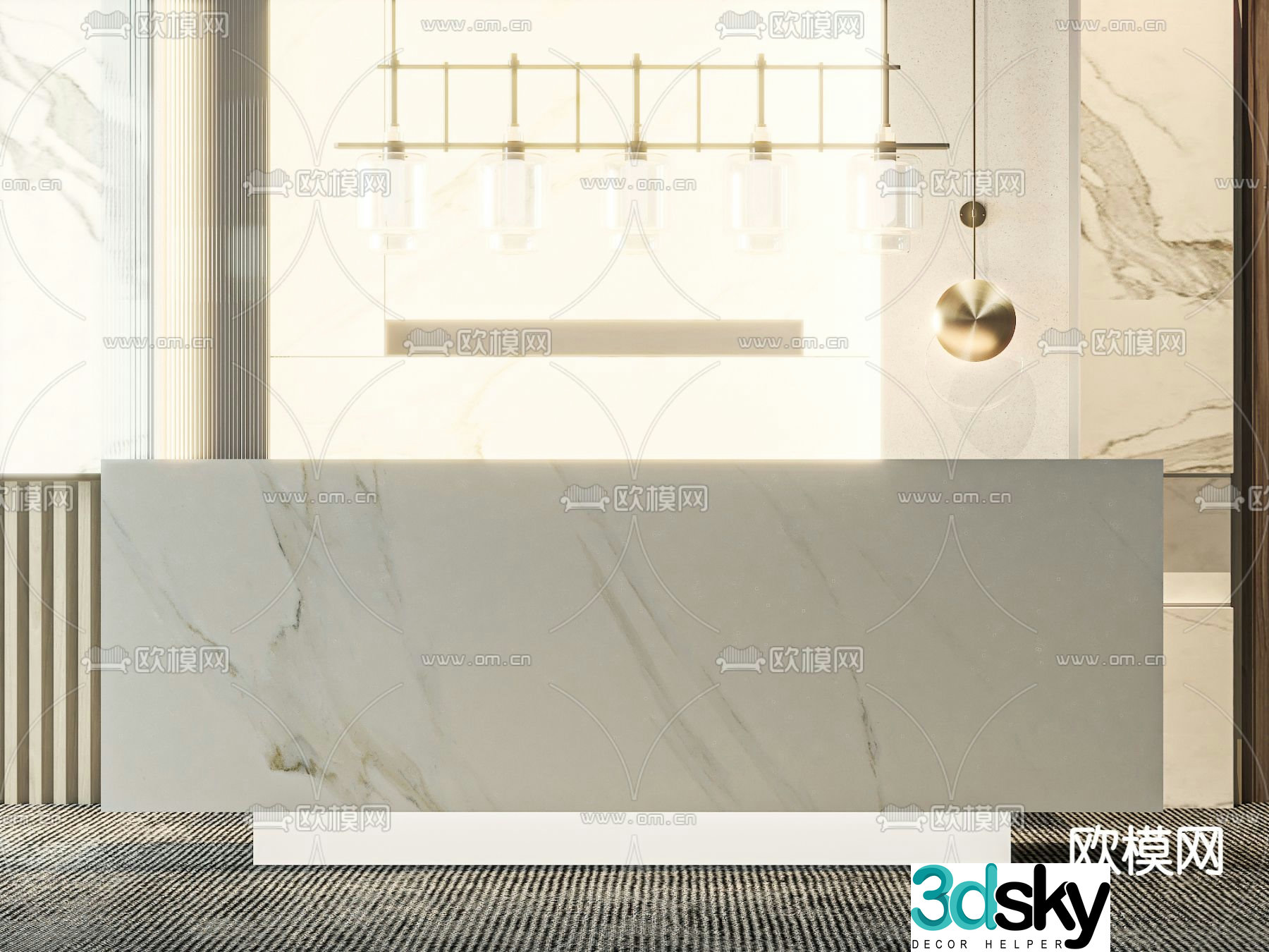 Front desk service desk reception desk 3d model
