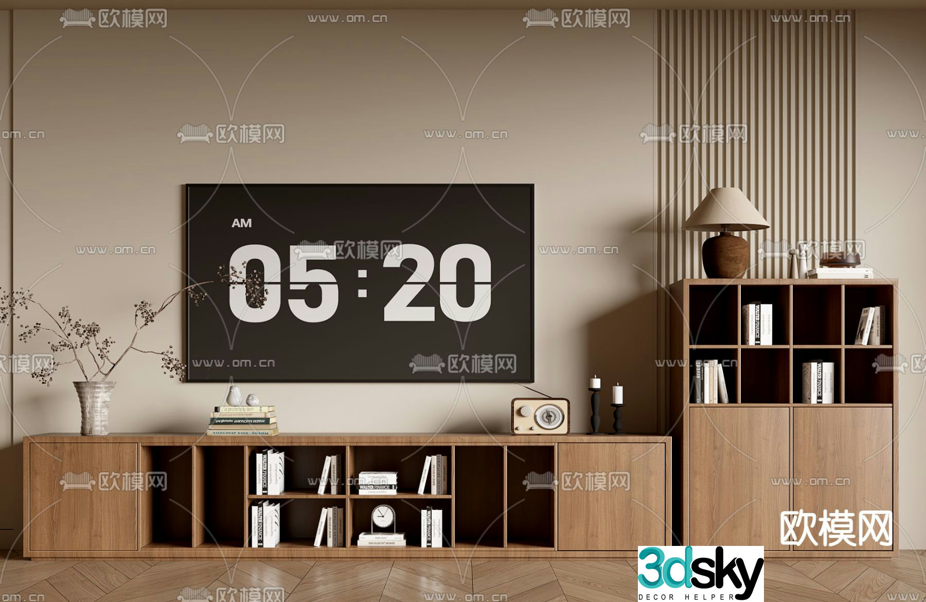 Medieval style TV cabinet low cabinet 3d model
