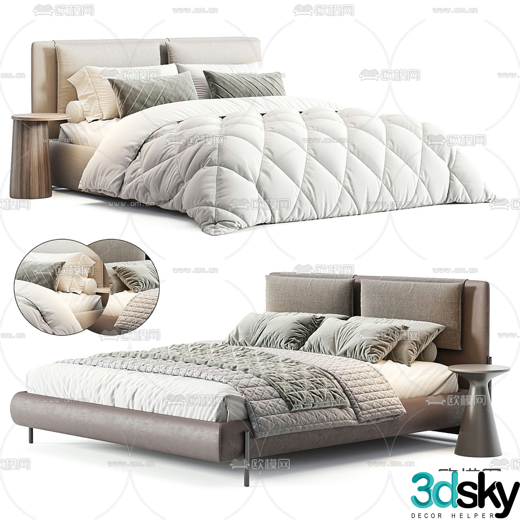 Commercial bed double bed 3d model