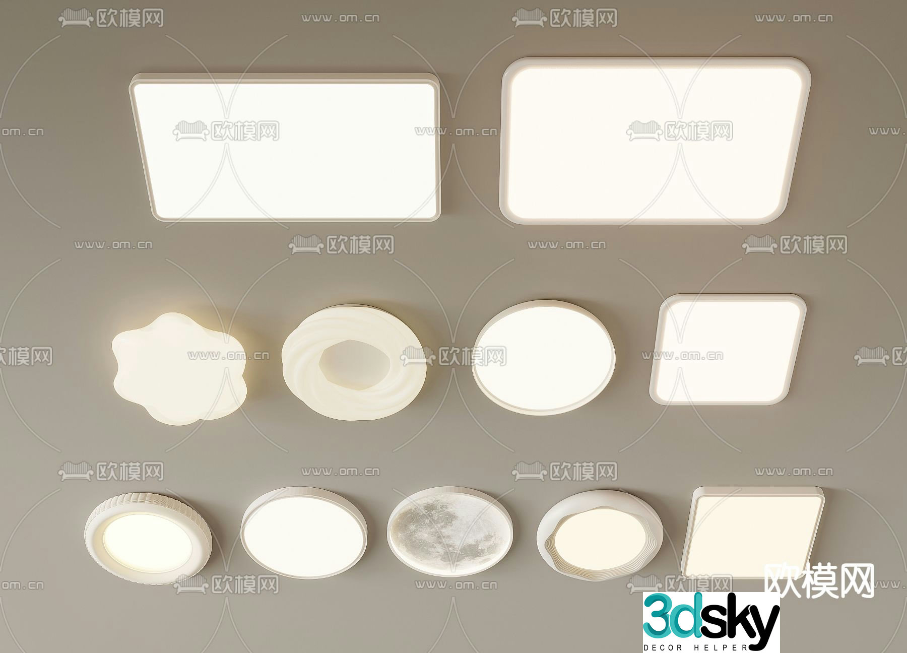 Cream style ceiling lamp geometric ceiling lamp 3d model