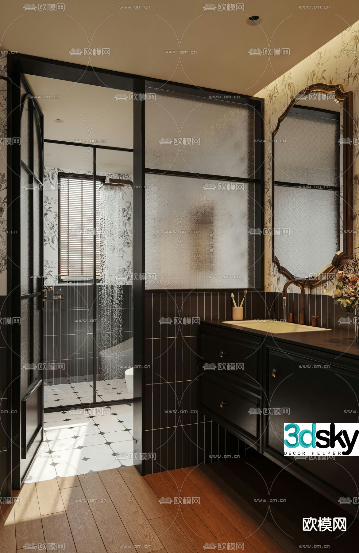Middle-aged bathroom toilet 3d model