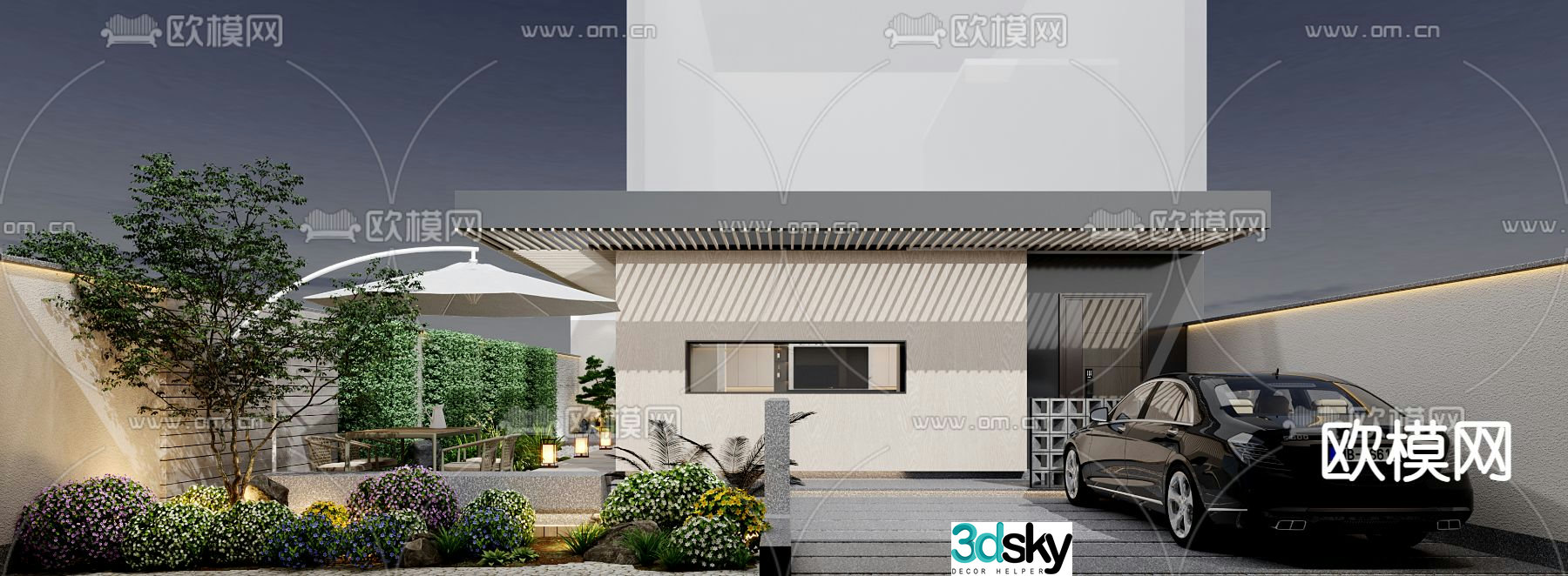 Villa courtyard garden 3d model
