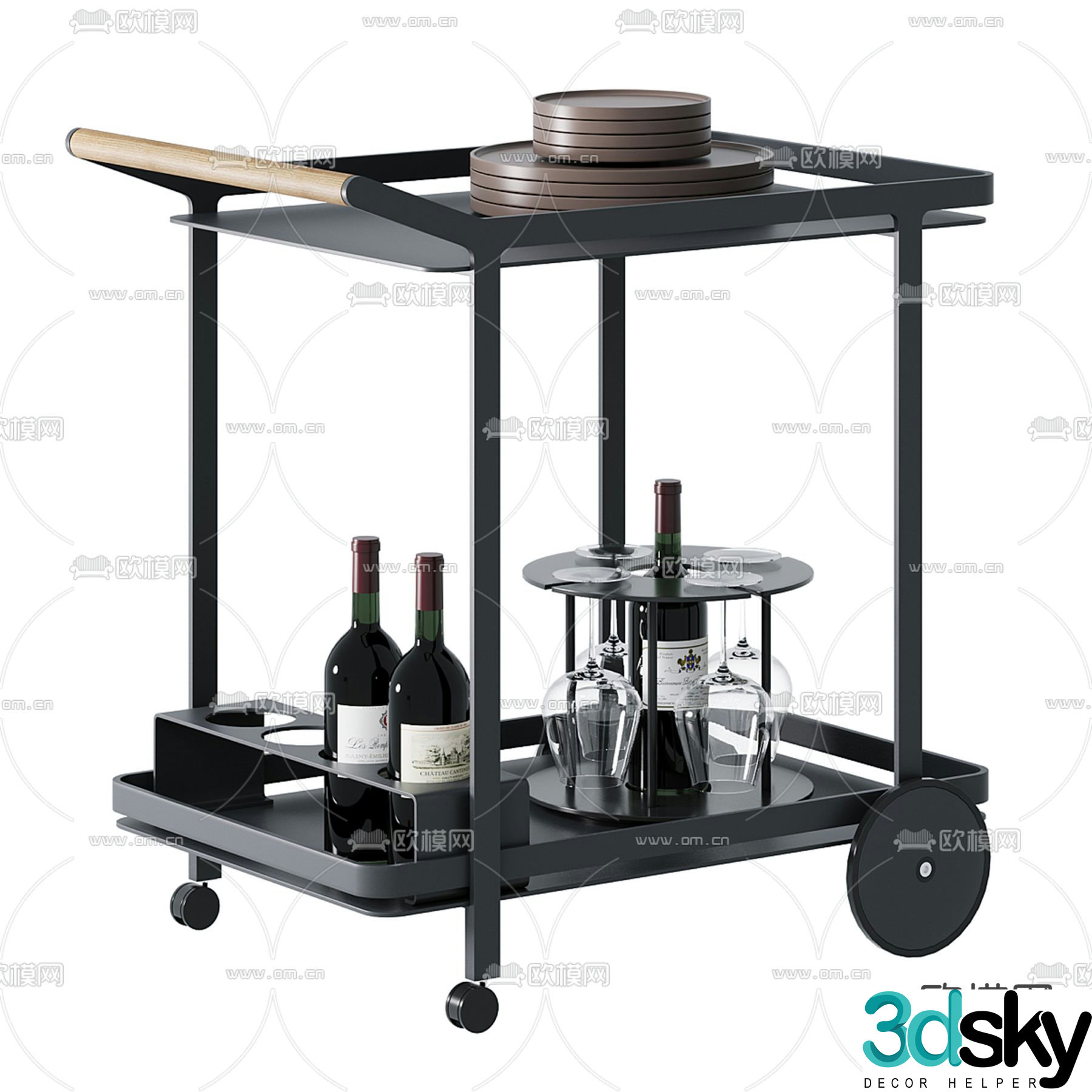 Trolley dining cart 3d model