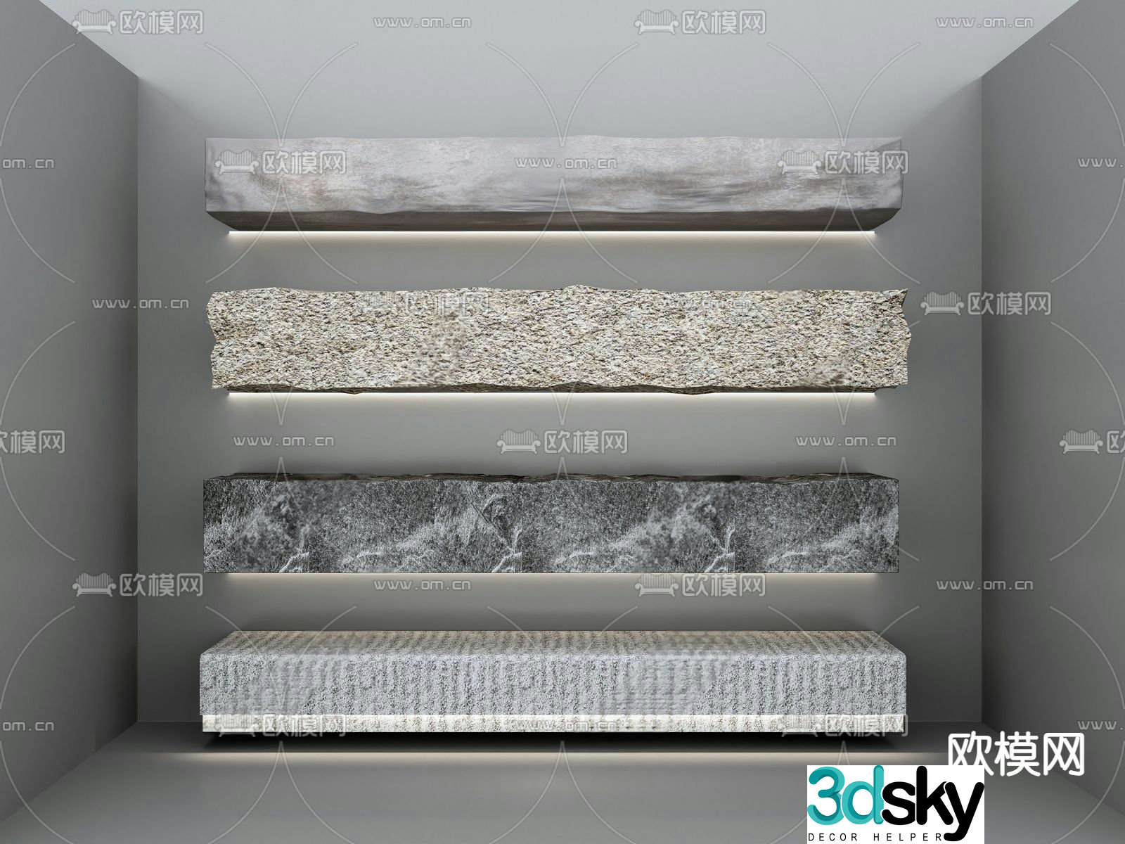 stone stone steps long stone 3d model