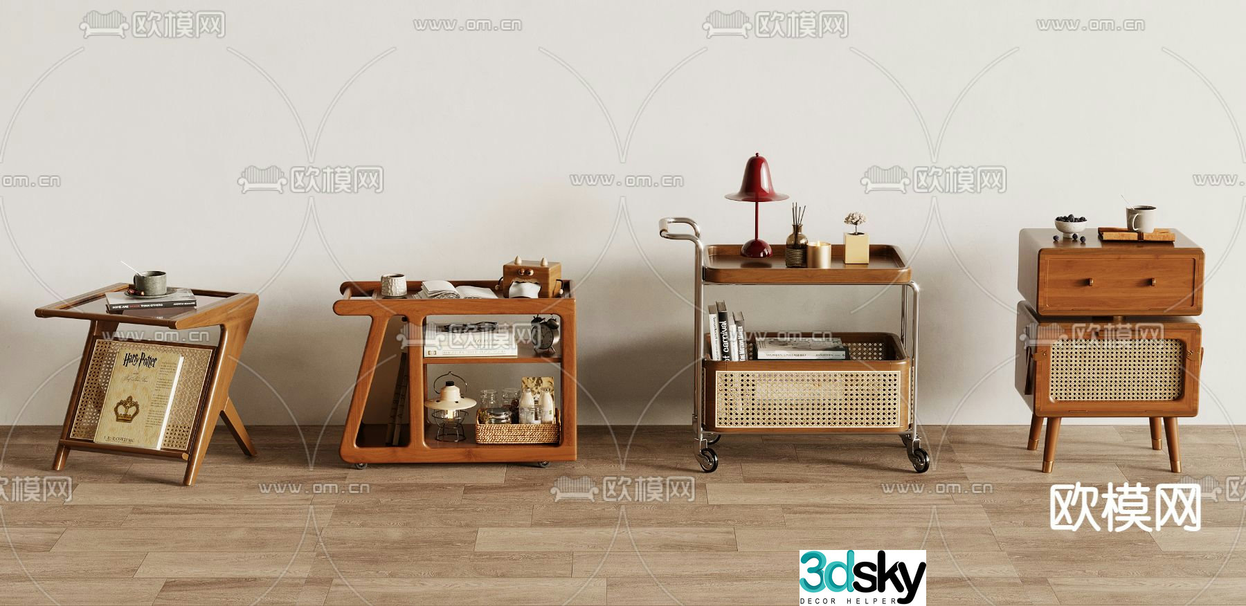 Medieval style side table corner table mobile table 3D model