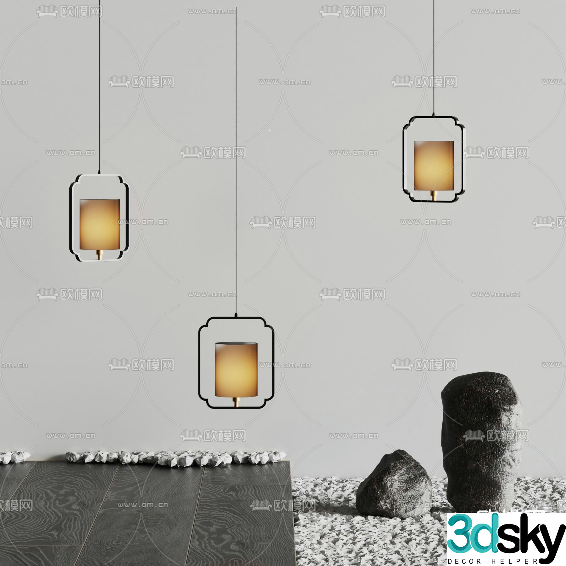 Circus new Chinese style chandelier small lantern 3d model