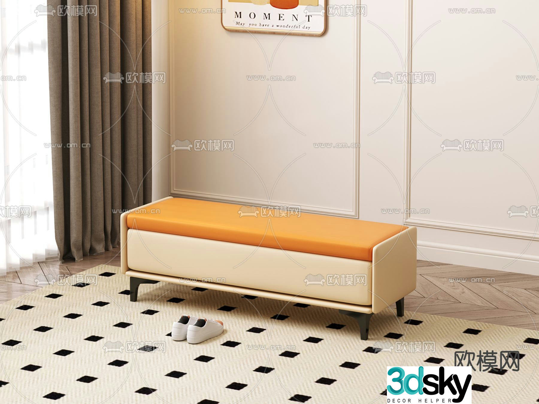 Stool bench shoe changing stool 3d model