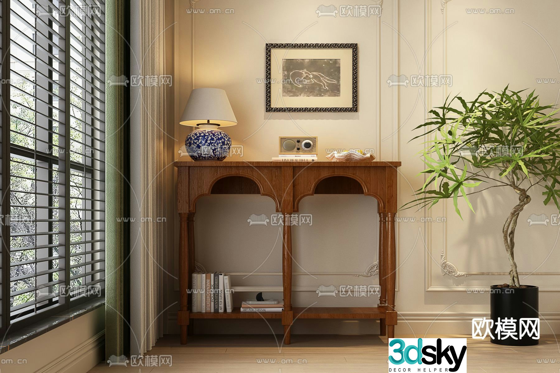 French entryway cabinet side cabinet 3d model