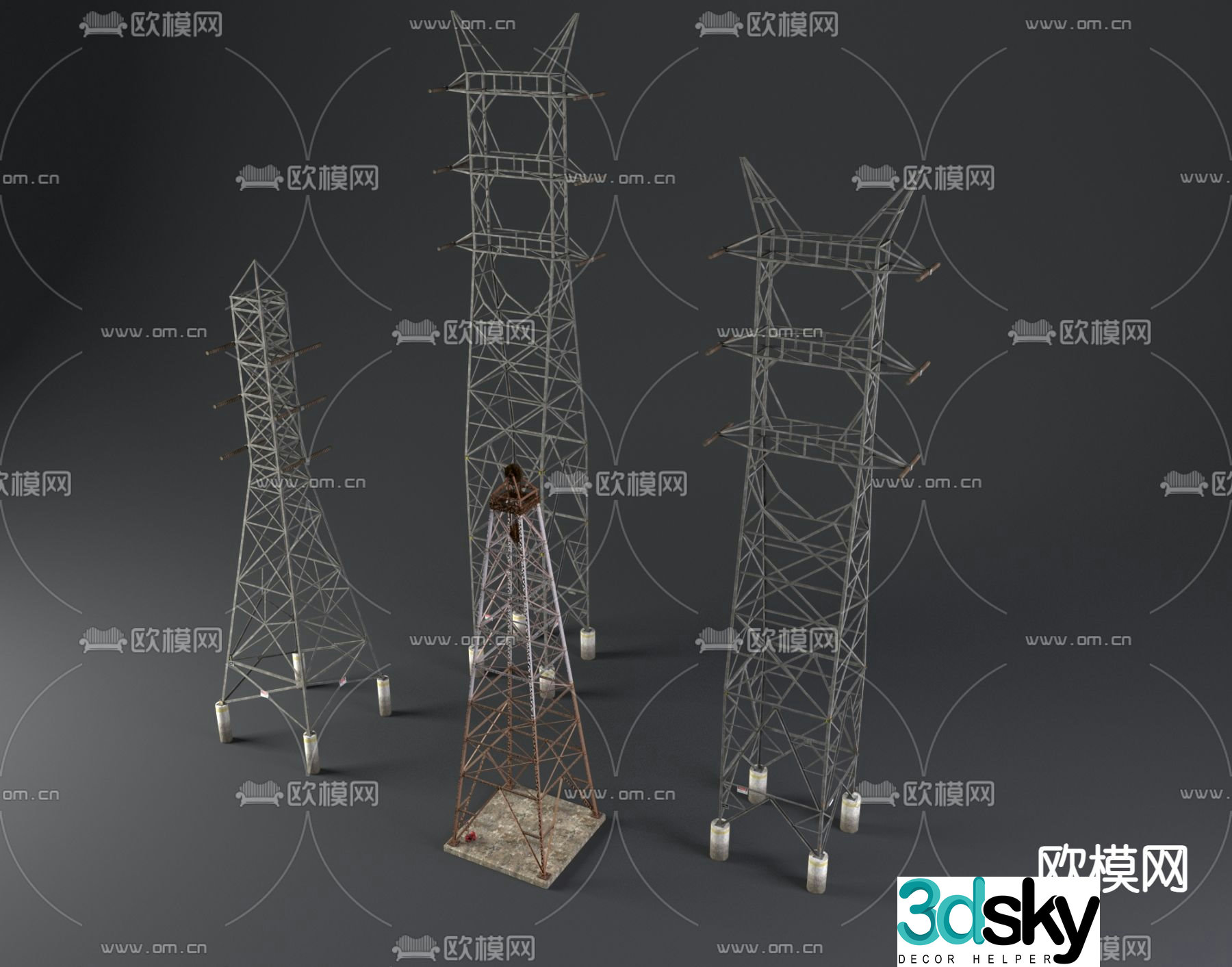 Signal tower, wire tower, high voltage wire 3d model