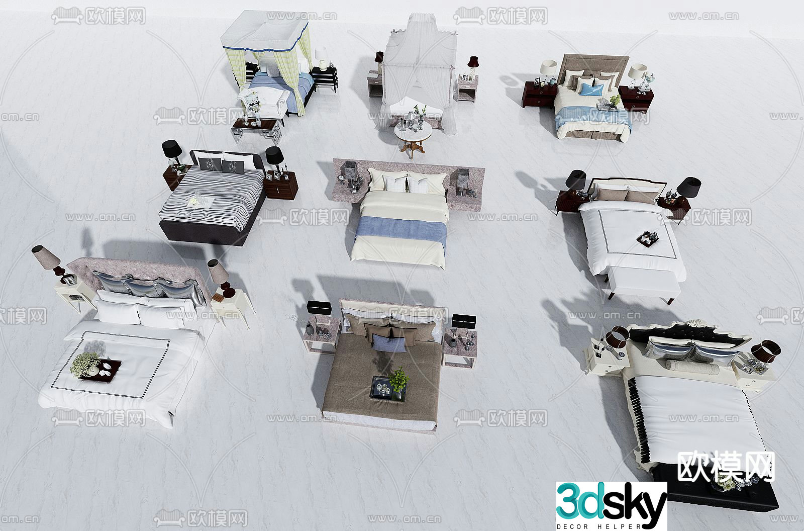 Modern double bed 3d model