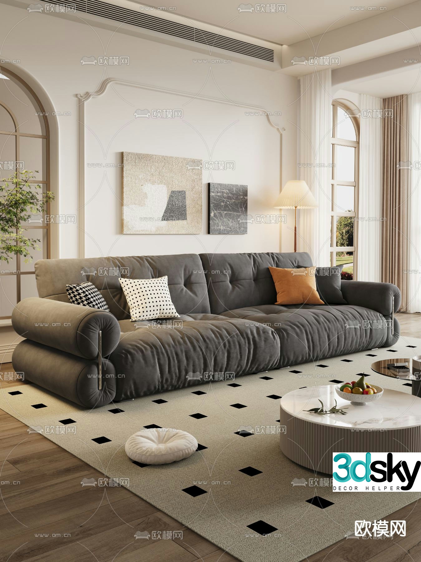 Simple multiplayer sofa piece 3d model