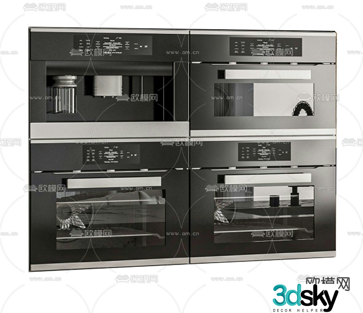 Modern oven Microwave oven Kitchen appliances 3d model
