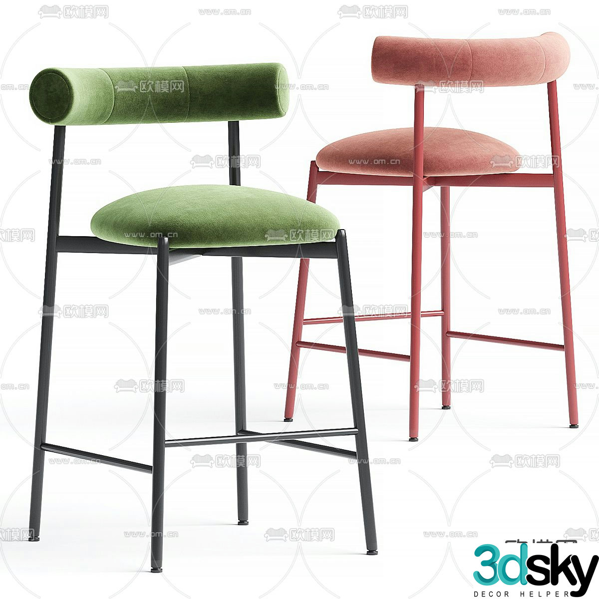 Fabric bar chair 3d model