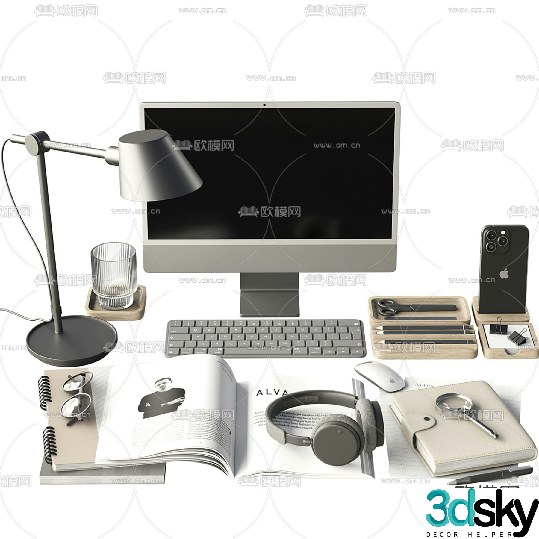 Office supplies desktop ornaments 3d model