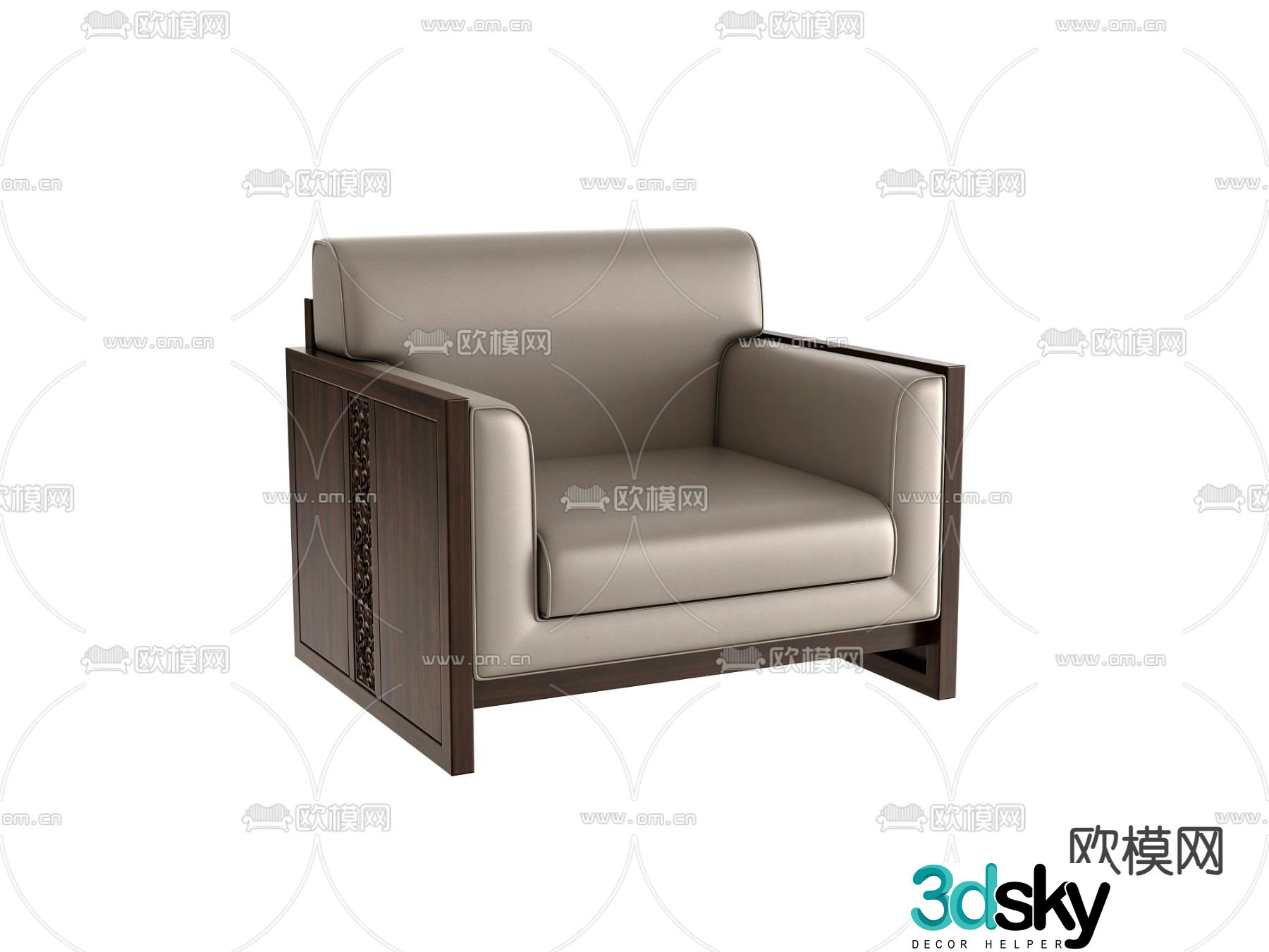 Single sofa leather sofa 3d model