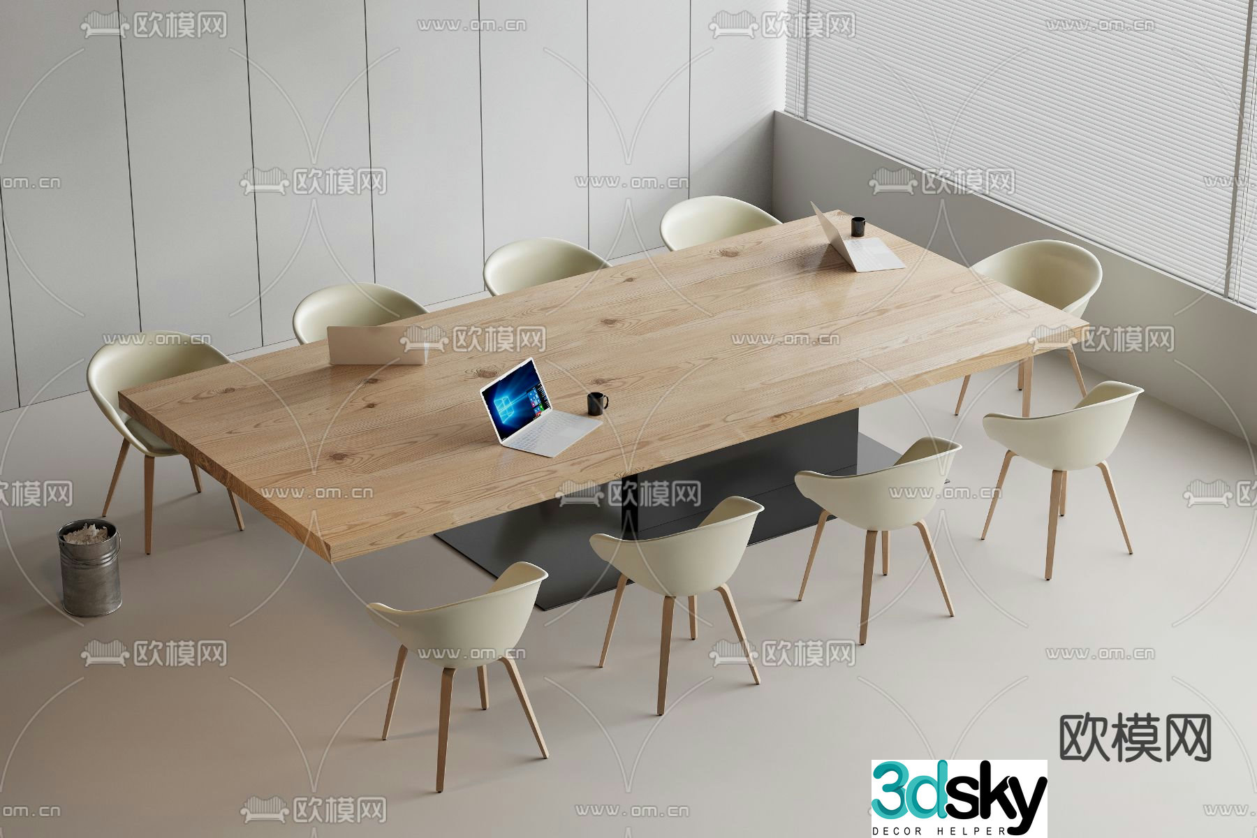 solid wood conference table conference table 3d model