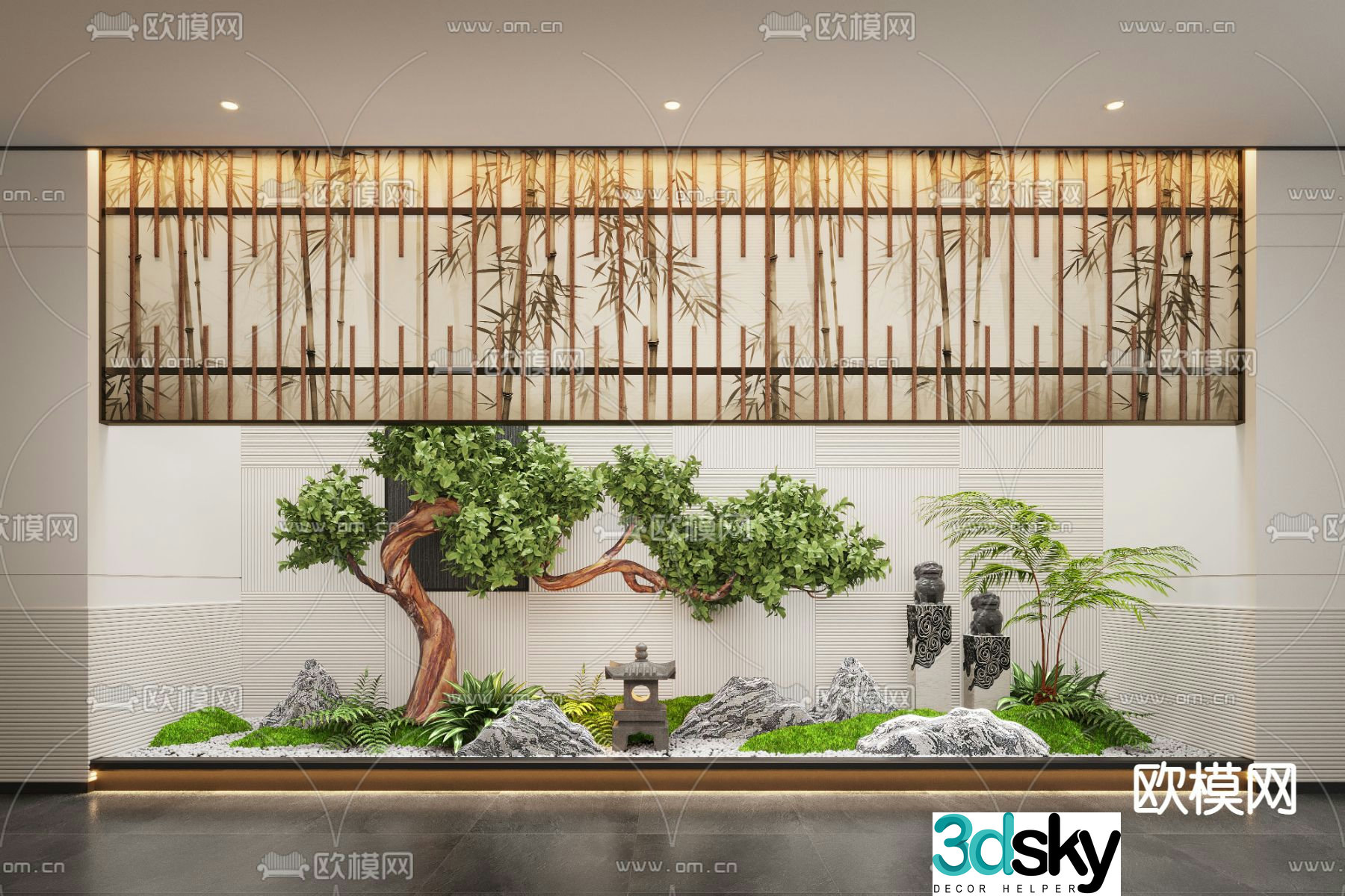 New Chinese style landscape sketch indoor landscaping 3D model