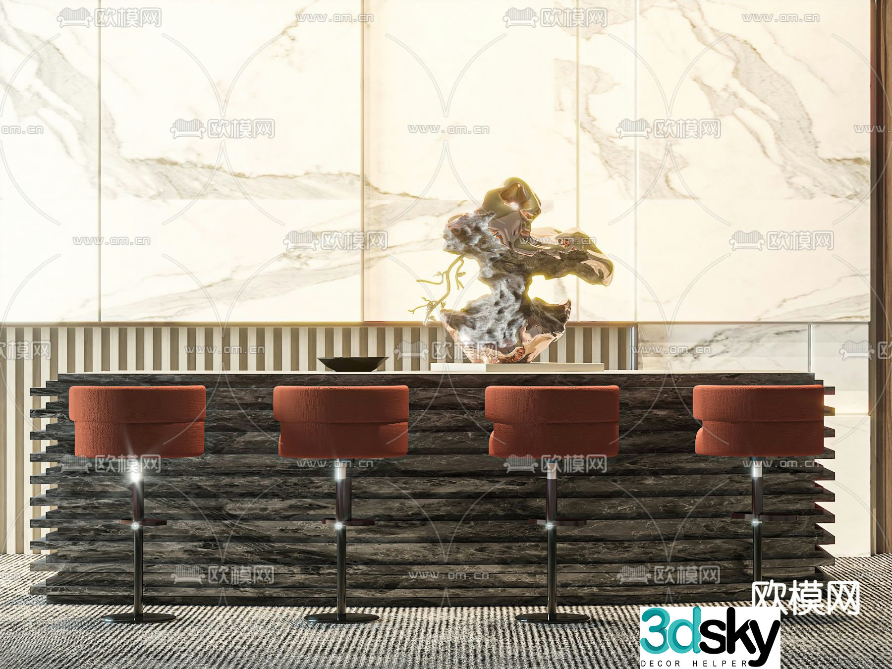 Front desk service desk reception desk 3d model