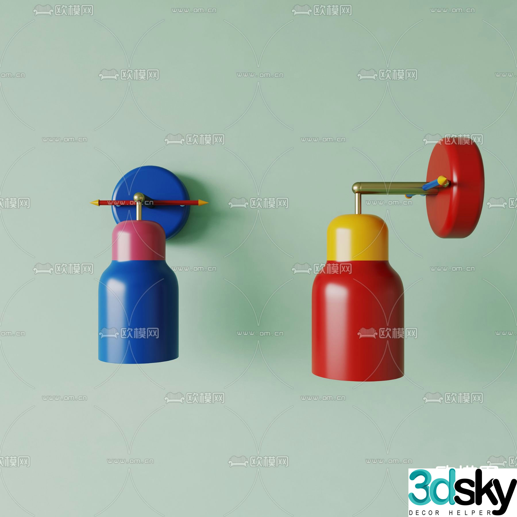Memphis wall lamp dopamine wall lamp 3d model